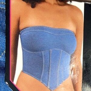 NWT No Boundaries Junior’s Sleeveless Denim Corset Top Size Medium Blue